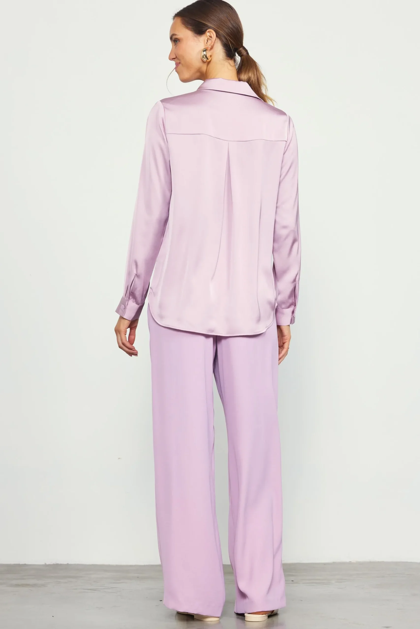 SKIES ARE BLUE Blouses|Long Sleeve Tops*Recycled Button Down Top Dustylilac