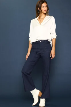 SKIES ARE BLUE Blouses*Recycled Button Down Top Offwhite