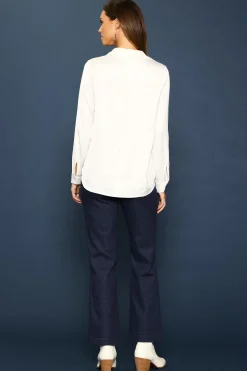 SKIES ARE BLUE Blouses*Recycled Button Down Top Offwhite