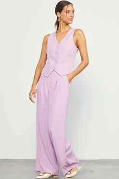 SKIES ARE BLUE Sleeveless Tops*Recycled Button Down Vest Dustylilac
