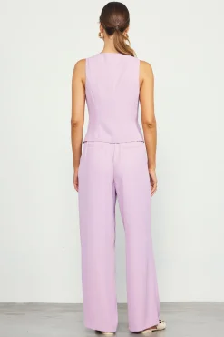 SKIES ARE BLUE Sleeveless Tops*Recycled Button Down Vest Dustylilac