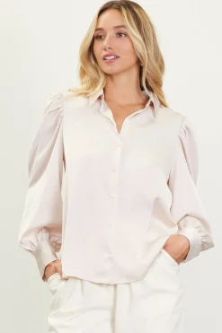 SKIES ARE BLUE Blouses|Long Sleeve Tops*Recycled Button-Up Blouse Shell