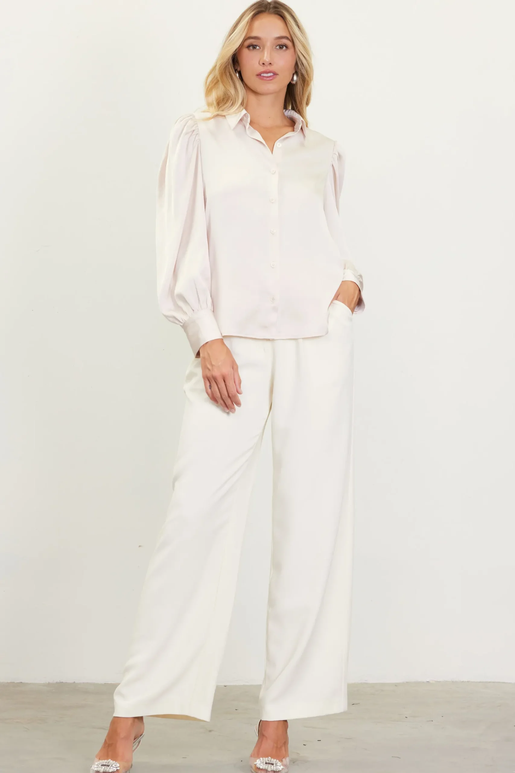 SKIES ARE BLUE Blouses|Long Sleeve Tops*Recycled Button-Up Blouse Shell