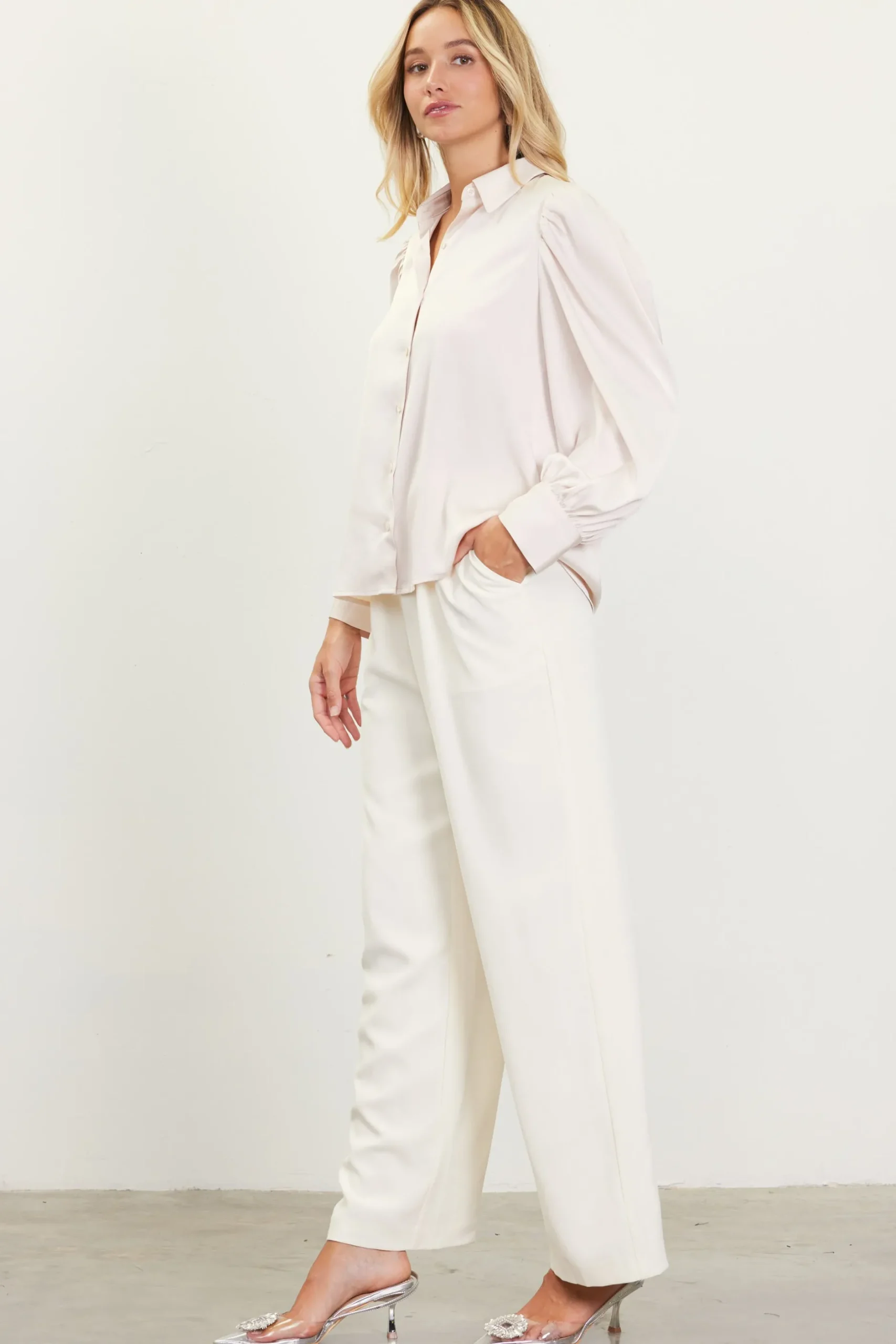 SKIES ARE BLUE Blouses|Long Sleeve Tops*Recycled Button-Up Blouse Shell