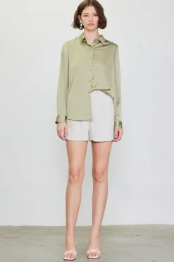 SKIES ARE BLUE Blouses|Long Sleeve Tops*Recycled Classic Button Down Top Sage