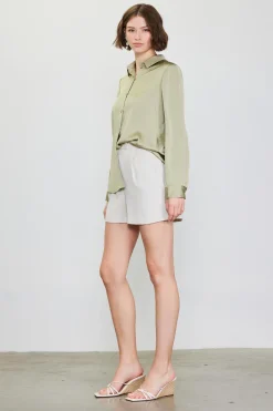 SKIES ARE BLUE Blouses|Long Sleeve Tops*Recycled Classic Button Down Top Sage