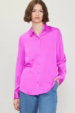 SKIES ARE BLUE Blouses|Long Sleeve Tops*Recycled Classic Button Down Top Roseviolet