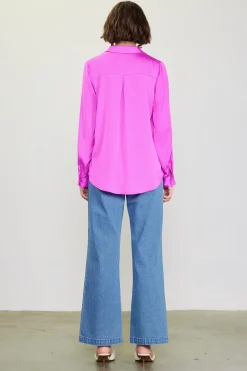 SKIES ARE BLUE Blouses|Long Sleeve Tops*Recycled Classic Button Down Top Roseviolet