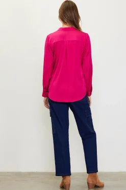 SKIES ARE BLUE Blouses|Long Sleeve Tops*Recycled Classic Button Down Top Berrypink