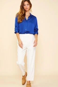 SKIES ARE BLUE Blouses|Long Sleeve Tops*Recycled Classic Button Down Top Stonenavy