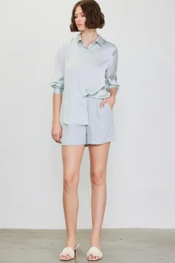 SKIES ARE BLUE Blouses|Long Sleeve Tops*Recycled Classic Button Down Top Dovegrey
