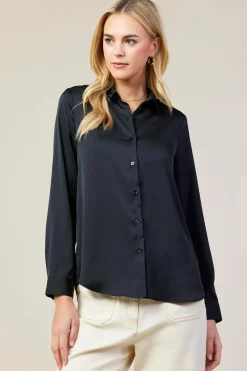 SKIES ARE BLUE Blouses|Long Sleeve Tops*Recycled Classic Button Down Top Black
