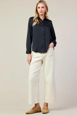 SKIES ARE BLUE Blouses|Long Sleeve Tops*Recycled Classic Button Down Top Black
