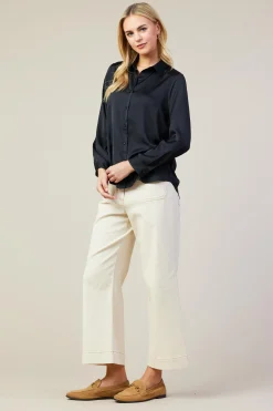 SKIES ARE BLUE Blouses|Long Sleeve Tops*Recycled Classic Button Down Top Black