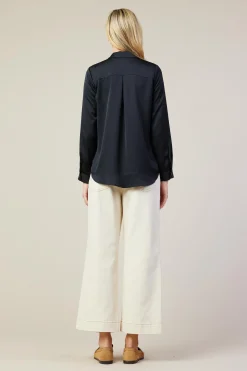 SKIES ARE BLUE Blouses|Long Sleeve Tops*Recycled Classic Button Down Top Black