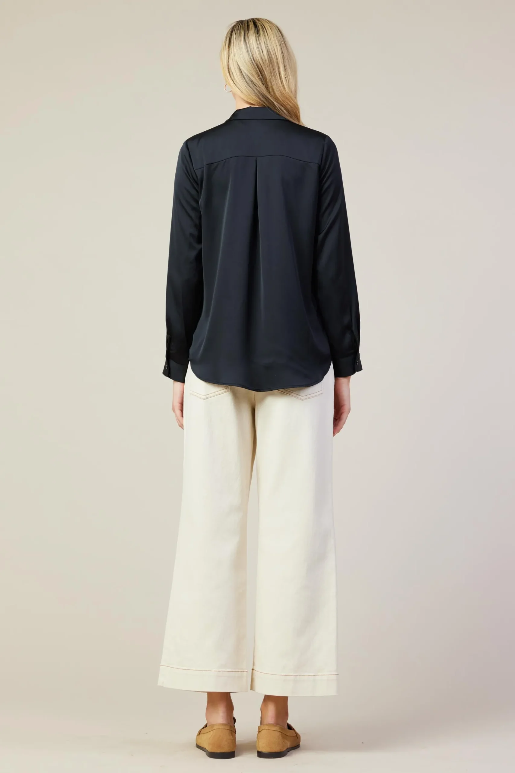SKIES ARE BLUE Blouses|Long Sleeve Tops*Recycled Classic Button Down Top Black