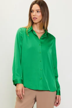 SKIES ARE BLUE Blouses|Long Sleeve Tops*Recycled Classic Button Down Top Spearmint
