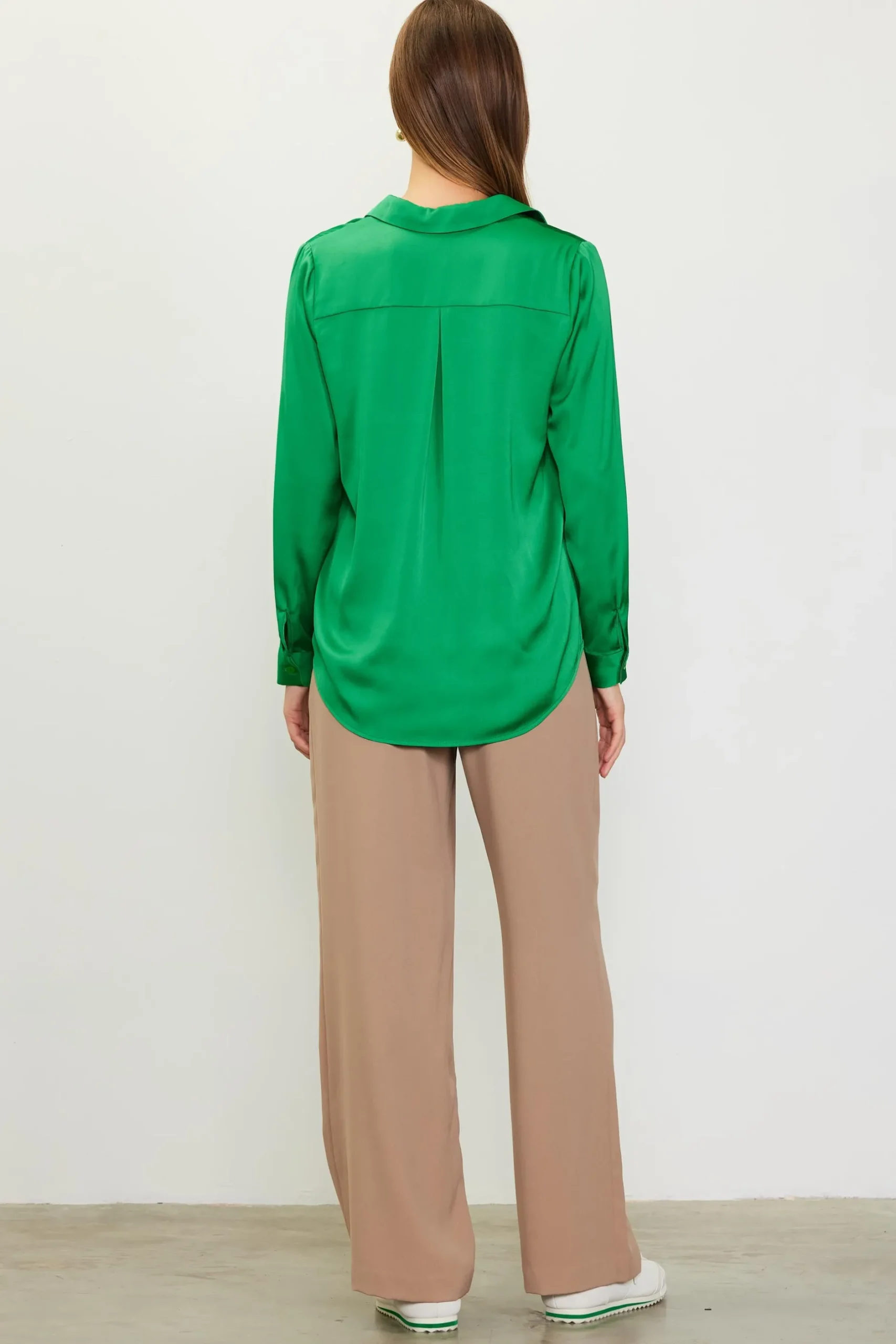 SKIES ARE BLUE Blouses|Long Sleeve Tops*Recycled Classic Button Down Top Spearmint