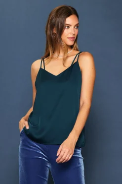 SKIES ARE BLUE Sleeveless Tops|Short Sleeve Tops*Recycled Double Strap Cami Marineteal
