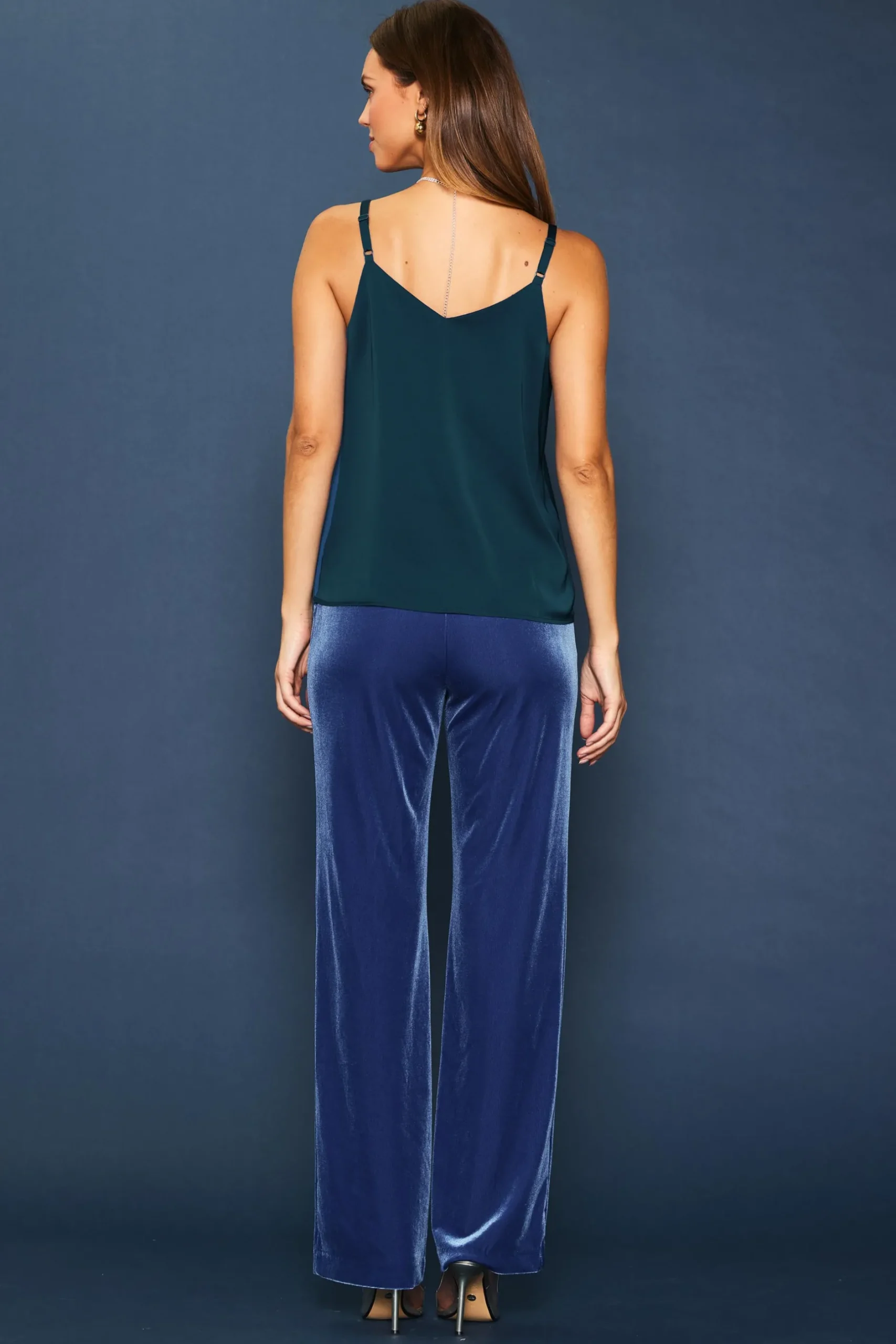 SKIES ARE BLUE Sleeveless Tops|Short Sleeve Tops*Recycled Double Strap Cami Marineteal