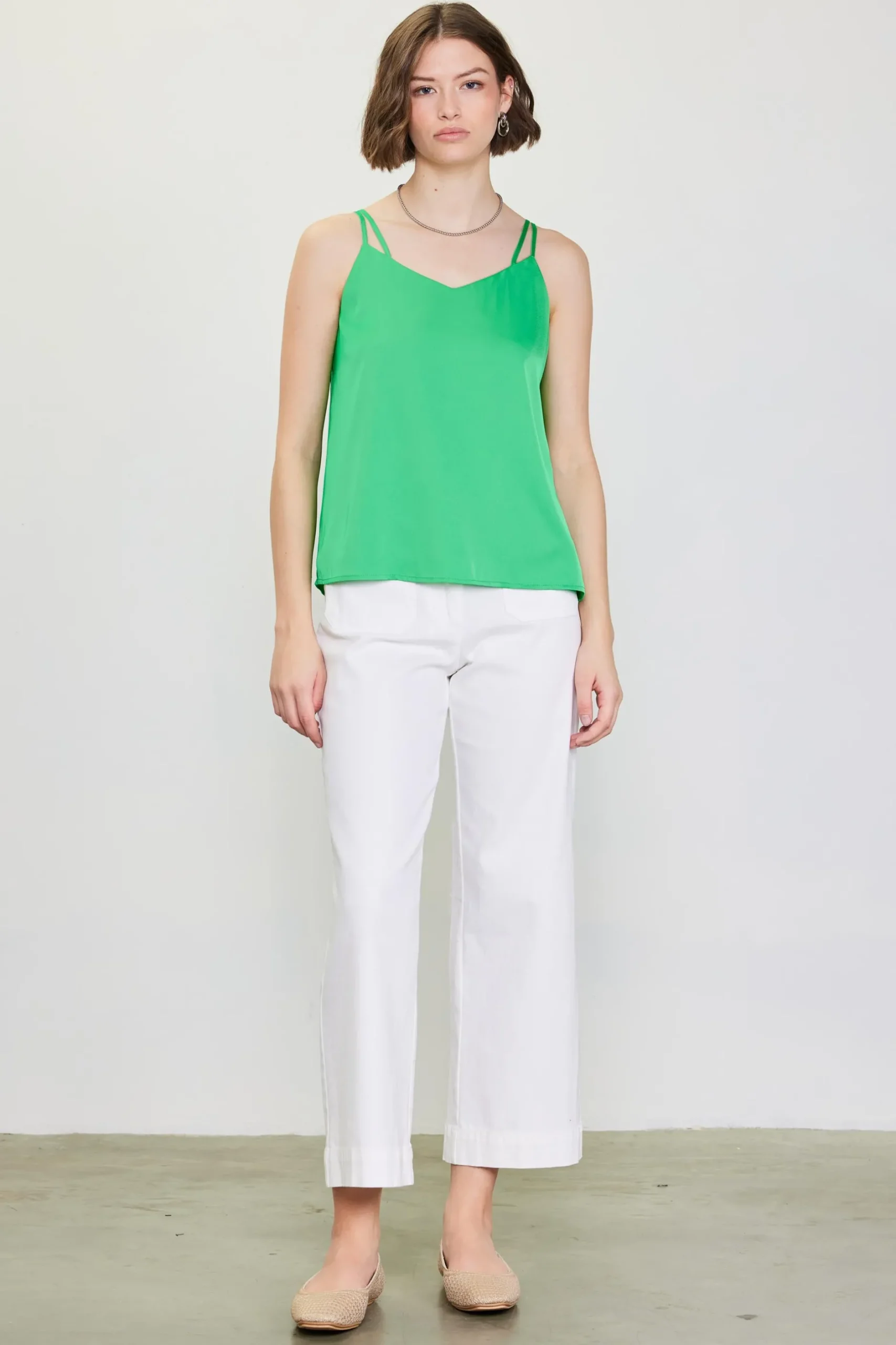 SKIES ARE BLUE Sleeveless Tops*Recycled Double Strap Cami Freshgreen