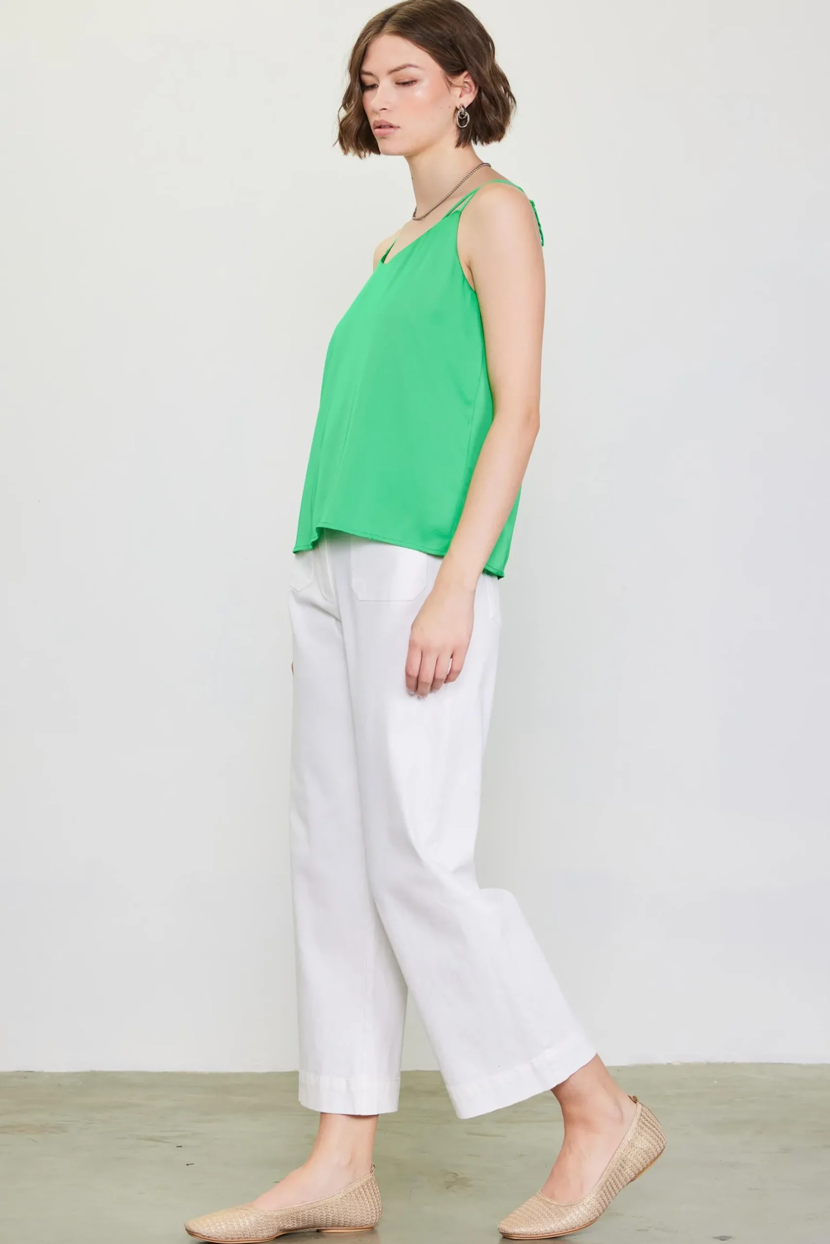 SKIES ARE BLUE Sleeveless Tops*Recycled Double Strap Cami Freshgreen