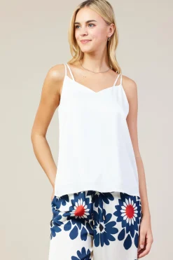 SKIES ARE BLUE Sleeveless Tops*Recycled Double Strap Cami White