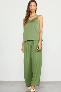 SKIES ARE BLUE Sleeveless Tops*Recycled Double Strap Cami Olive