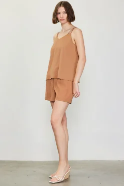 SKIES ARE BLUE Sleeveless Tops*Recycled Double Strap Cami Hazelnut