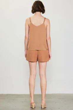 SKIES ARE BLUE Sleeveless Tops*Recycled Double Strap Cami Hazelnut