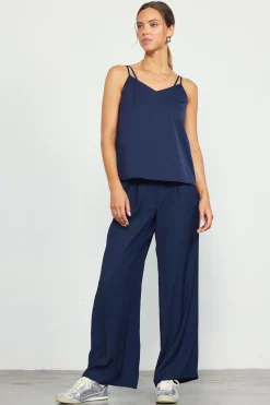 SKIES ARE BLUE Sleeveless Tops*Recycled Double Strap Cami Midnightnavy