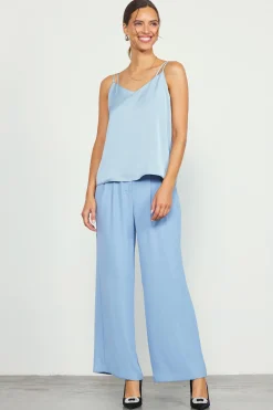 SKIES ARE BLUE Sleeveless Tops*Recycled Double Strap Cami Dustyblue
