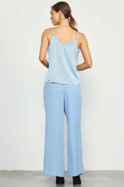 SKIES ARE BLUE Sleeveless Tops*Recycled Double Strap Cami Dustyblue