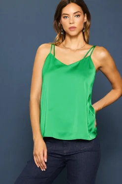 SKIES ARE BLUE Sleeveless Tops*Recycled Double Strap Cami Spearmint