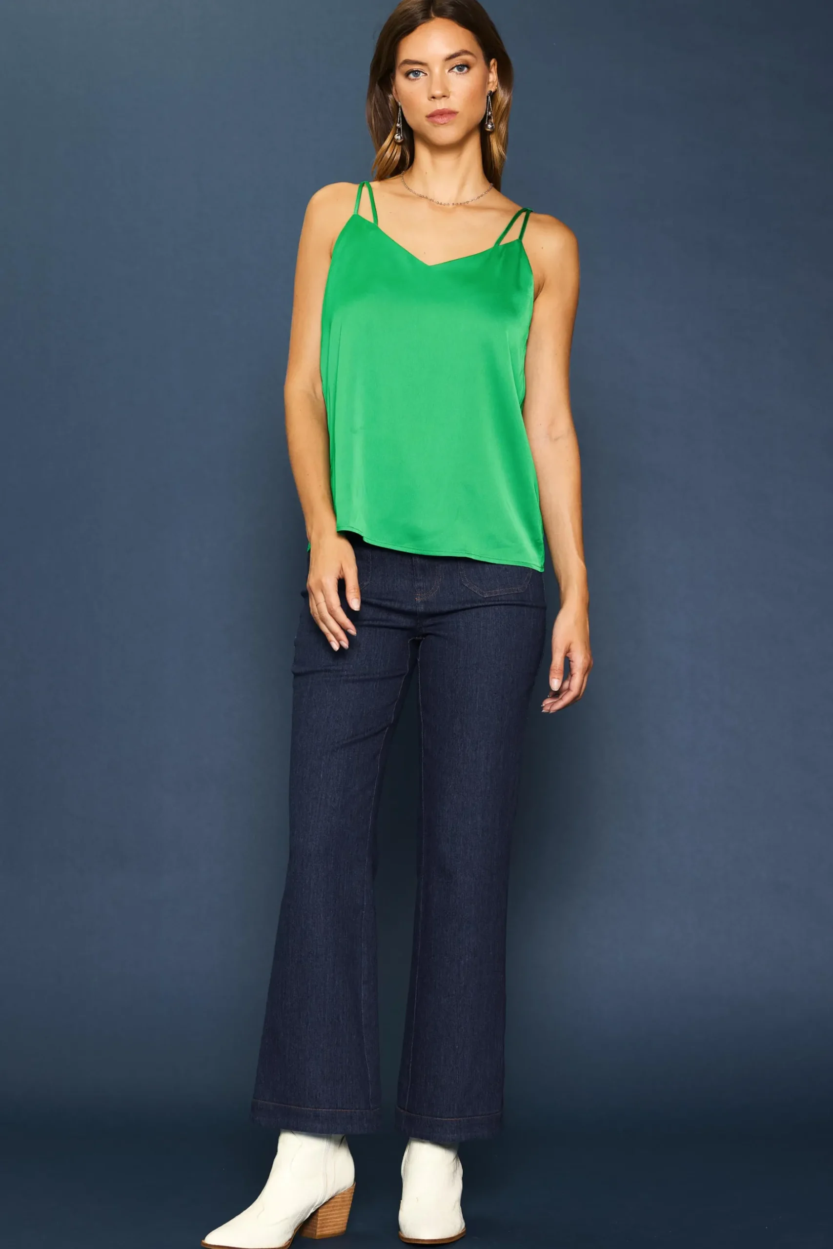 SKIES ARE BLUE Sleeveless Tops*Recycled Double Strap Cami Spearmint