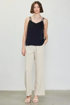SKIES ARE BLUE Sleeveless Tops*Recycled Double Strap Cami Black