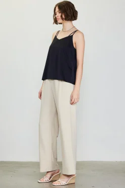 SKIES ARE BLUE Sleeveless Tops*Recycled Double Strap Cami Black
