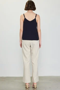 SKIES ARE BLUE Sleeveless Tops*Recycled Double Strap Cami Black