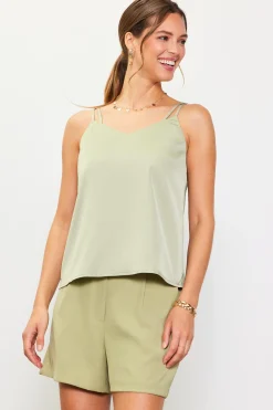 SKIES ARE BLUE Sleeveless Tops*Recycled Double Strap Cami Sage