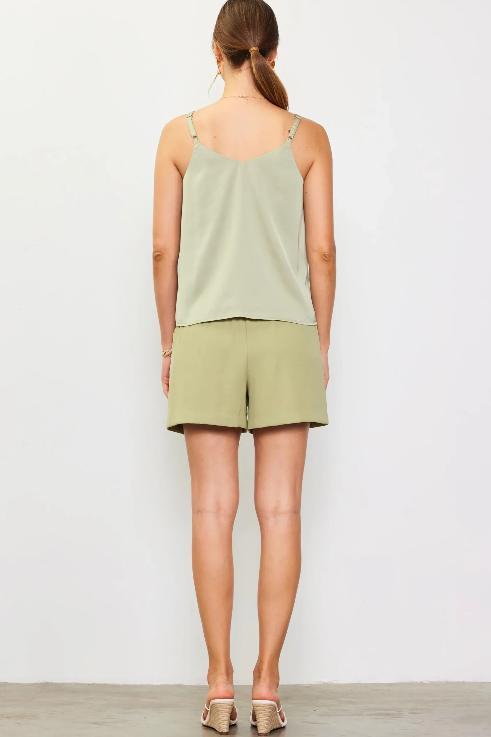 SKIES ARE BLUE Sleeveless Tops*Recycled Double Strap Cami Sage