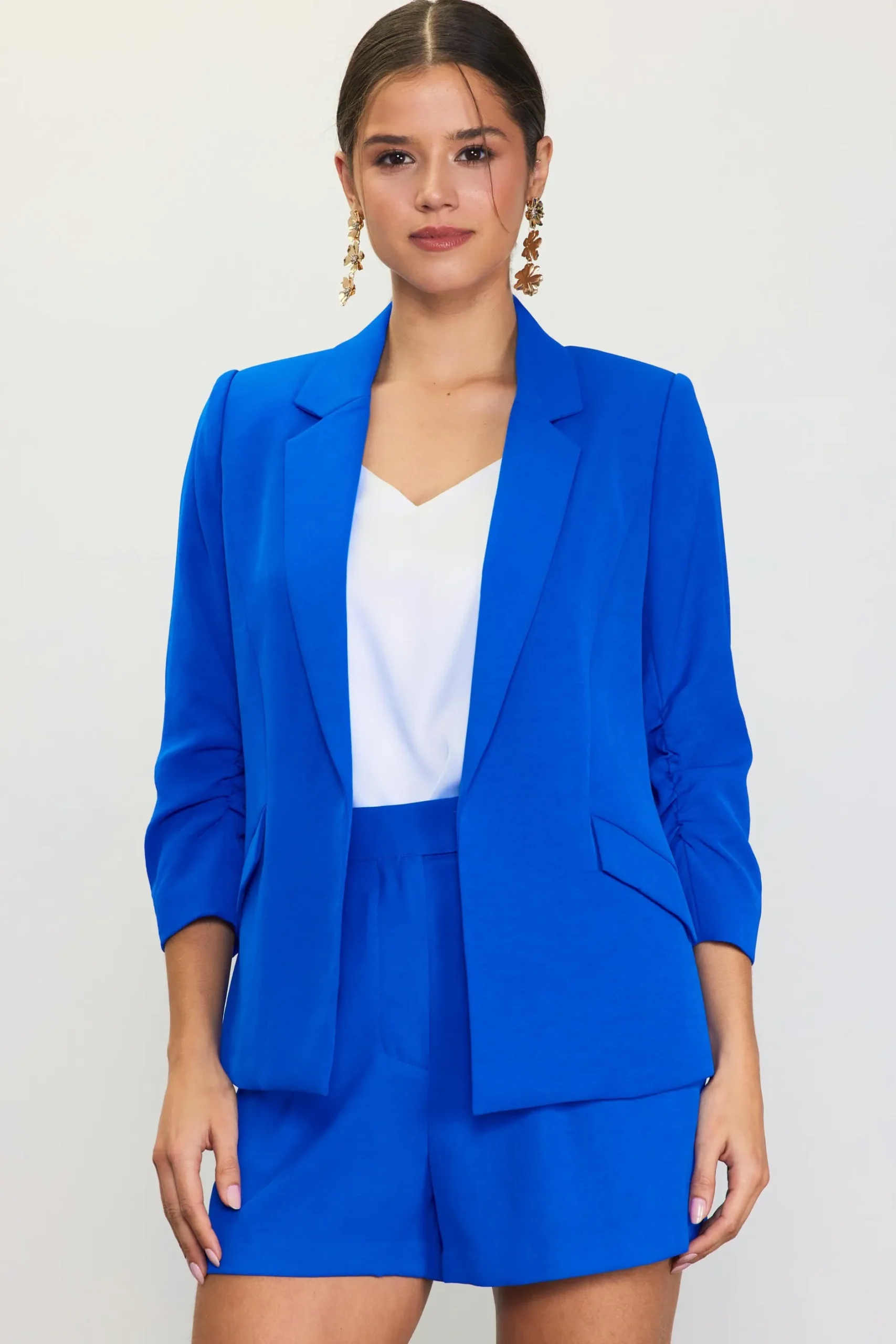 SKIES ARE BLUE Blazers*Recycled Shirred Sleeve Blazer Electricblue