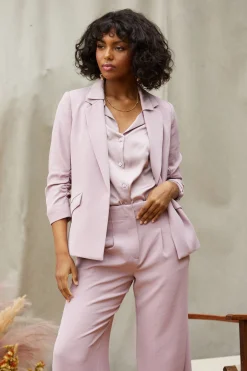 SKIES ARE BLUE Blazers*Recycled Shirred Sleeve Blazer Dustylilac