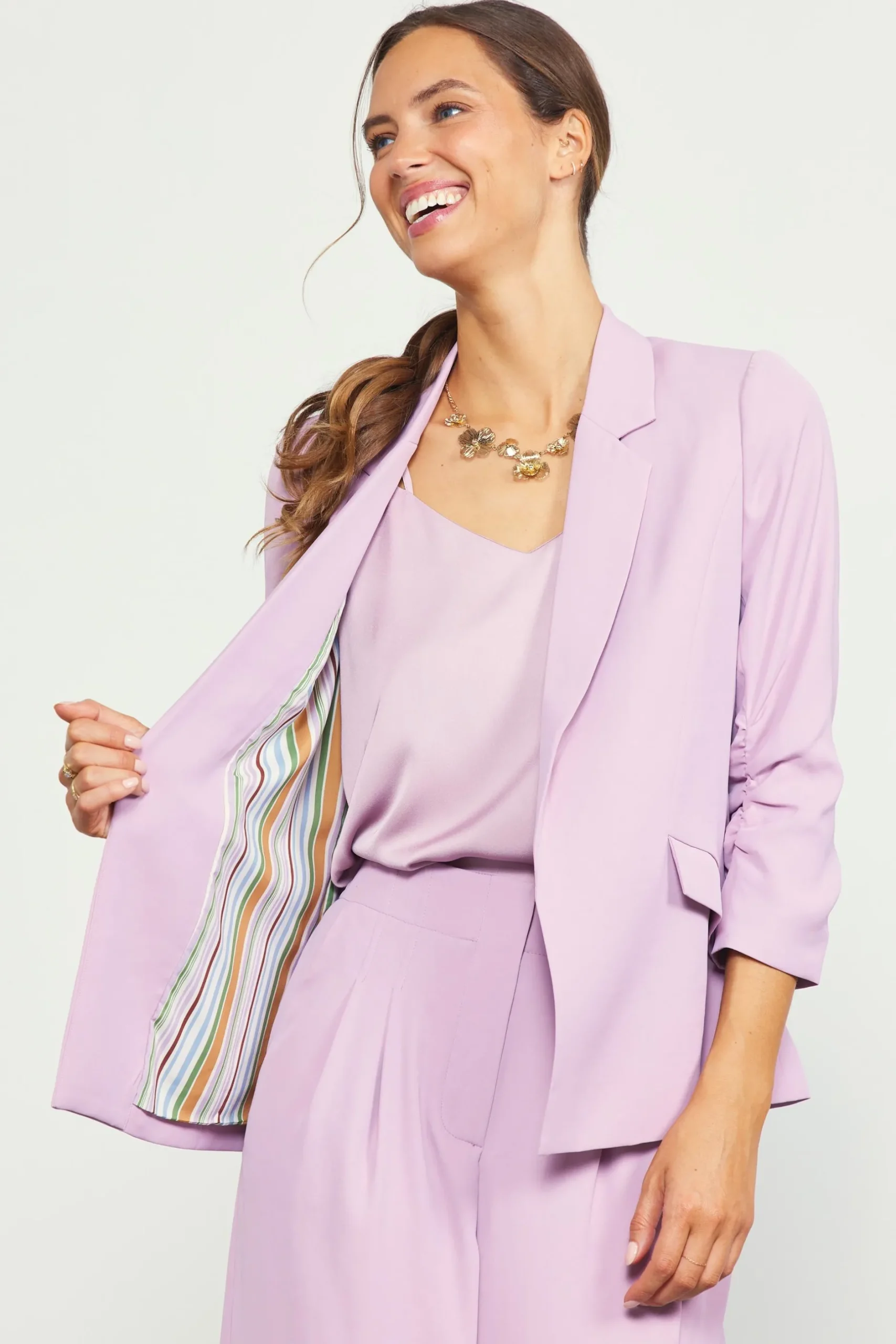 SKIES ARE BLUE Blazers*Recycled Shirred Sleeve Blazer Dustylilac