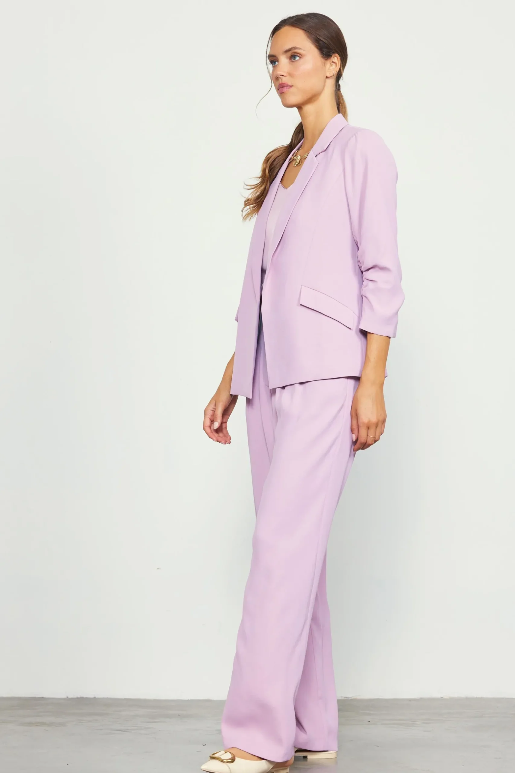 SKIES ARE BLUE Blazers*Recycled Shirred Sleeve Blazer Dustylilac