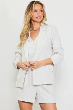SKIES ARE BLUE Blazers*Recycled Shirred Sleeve Blazer Oyster