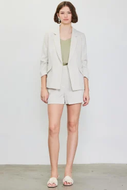 SKIES ARE BLUE Blazers*Recycled Shirred Sleeve Blazer Oyster