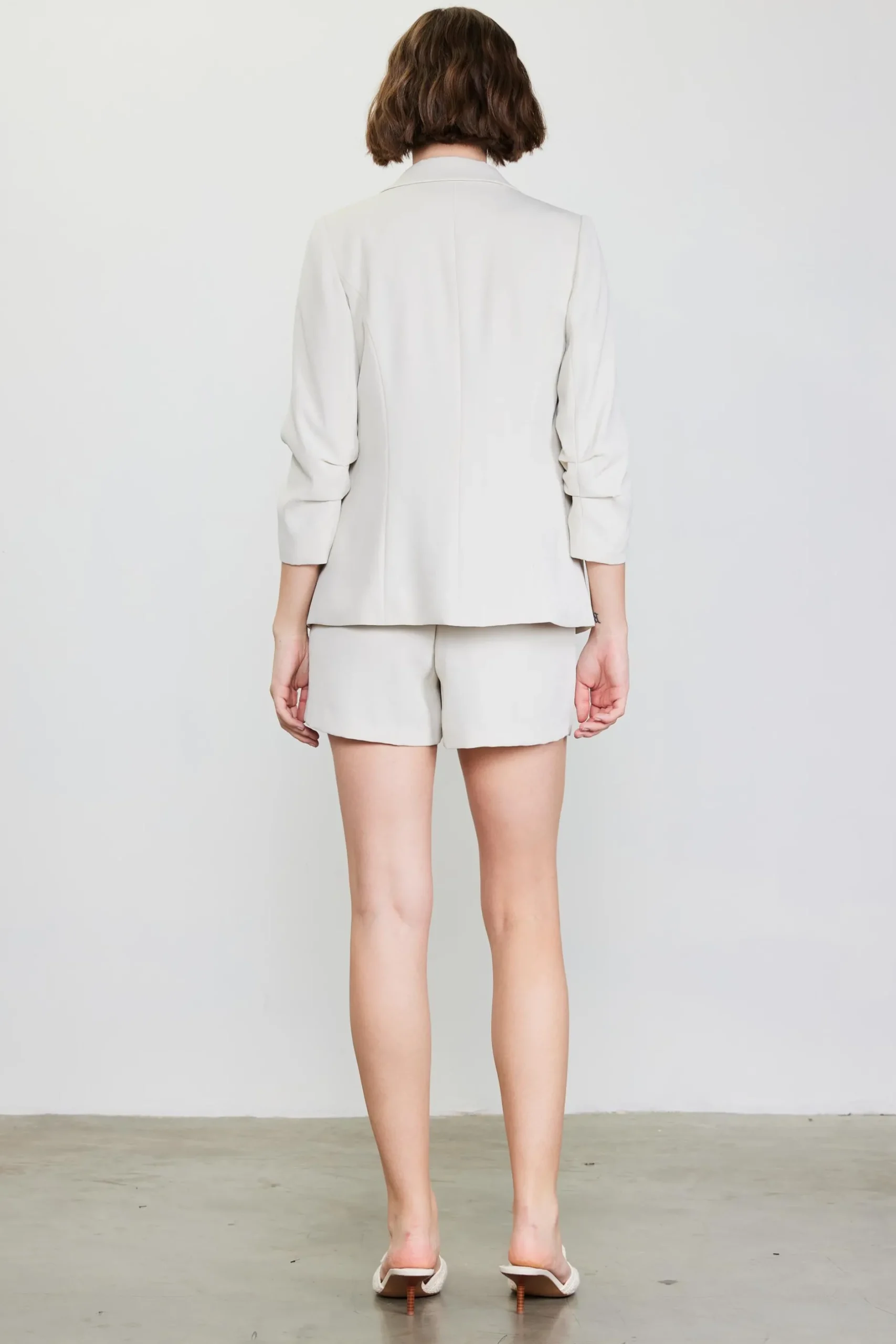 SKIES ARE BLUE Blazers*Recycled Shirred Sleeve Blazer Oyster