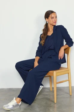SKIES ARE BLUE Blazers*Recycled Shirred Sleeve Blazer Navy