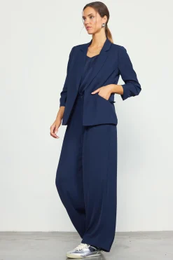 SKIES ARE BLUE Blazers*Recycled Shirred Sleeve Blazer Navy