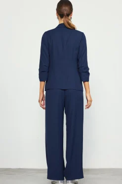 SKIES ARE BLUE Blazers*Recycled Shirred Sleeve Blazer Navy